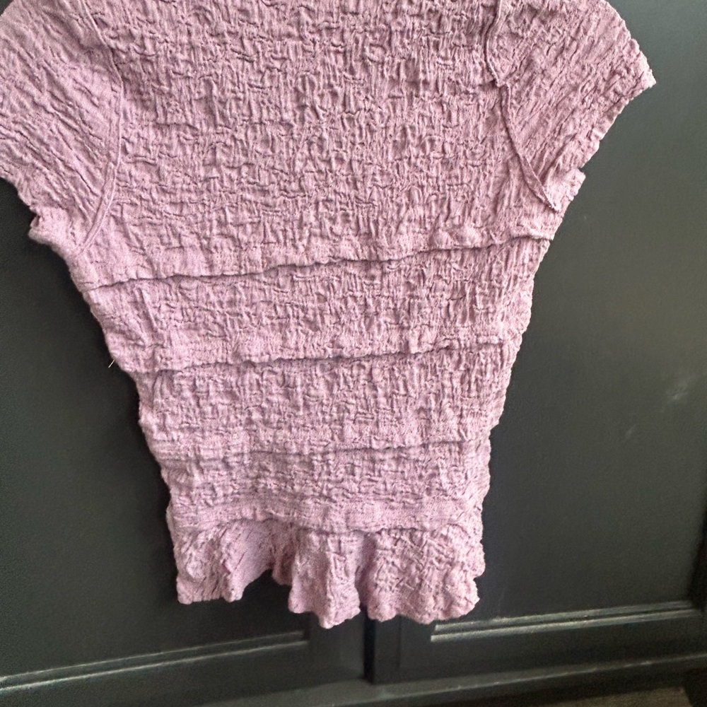 We The Free Pink Smocked Ruffled Crop Top
